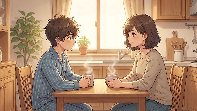 キッチンで静かに対話する